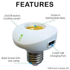Usb Light Bulb Lampcharger Lamp Adapter And Usb Rechargeable Light Bulb Base For Iphone Cell Phones Security Cameras Tablets And Ipads 60w Max