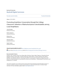 Promoting Amphibian Conservation through the College Classroom: Detection  of Batrachochytrium dendrobatidis among Local Amphibia