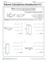Volume Calculations Introduction 2 Worksheet Education Com Volume Worksheets Volume Volume Math