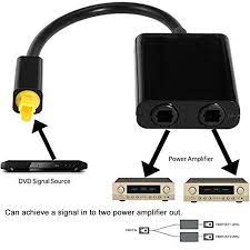 Tsv Toslink Digital Optical Fiber Optic Splitter 1 In 2 Out Audio Adapter Cable Black Walmart Com Walmart Com
