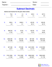 What is the place value of 2 in the given decimal 924.75? Decimals Worksheets Dynamically Created Decimal Worksheets