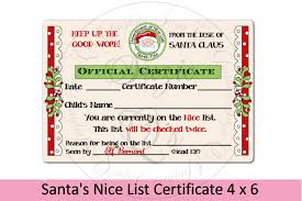 This fun christmas stationery has santa's secret nice kid list, with two columns to fill in names. Santa S Nice List Certificate 4 X 6 Inches 355564 Signs Design Bundles