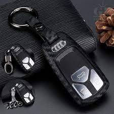 Silicone Carbon Fiber Car Key Cover Case For Audi A4 B9 Q5 Q7 Tt Tts 8s 2016 2017 Car Styling Key Shell Metal Leather Keyrin Leather Keyring Key Covers Leather