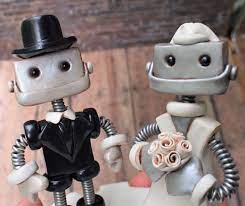Pin On Robot Wedding Cake Toppers Handmade By Herartsheloves Of Theawesomerobots Com