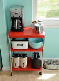 cheery turquoise and red kitchen