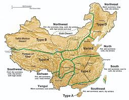 Differences in land elevations relative to the sea level are represented by color. East Asia