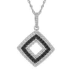 Get info of suppliers, manufacturers, exporters, traders of heart shaped pendant for buying in india. Sterling Silver Diamond Shape Pendant Clear And Black Cz With Necklace Tdn Stores