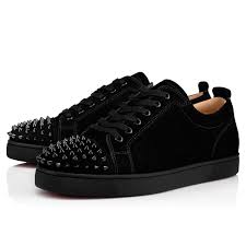 louis junior spikes black black suede men shoes christian louboutin