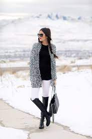Black X White Stylish Winter Outfits Fashion White Pants Winter
