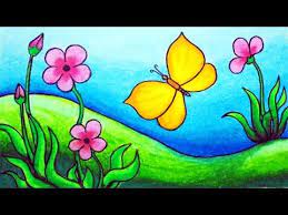 How To Draw Butterfly Scenery Step By Step Easy Butterfly In The Garden Scenery Drawing Youtube In 2021 Butterfly Drawing Drawings Flower Drawing