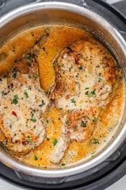 To get tender oven baked pork chops with juicy meat, you need to know how long to bake, at what temperature and the baking time. Instant Pot Pork Chops In Creamy Mushroom Sauce Instant Pot Pork Chops Recipe Eatwell101