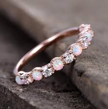 A fantastic ring style for men or for women who like very wide bands. Opal Wedding Ring Opal Ring Opal Wedding Band Rose Gold Plated Sterling Silver Cz Diamond Enternity
