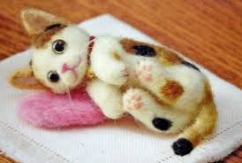 Hamanaka Japanese Wool Needle Felt Kit Tortoiseshell Three Color Cat Kit Felt Cat Needle Felted Cat Wool Needle Felting