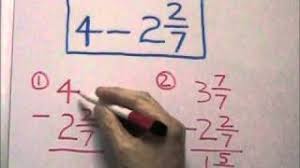 A mixed number is a whole number next to a fraction, such as 5 ½, and can be difficult to add. Subtracting A Mixed Number From A Whole Number Youtube