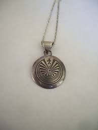 Vintage Hopi Sterling Silver Overlay Man In The Maze Round Pendant With Chain By Turquoisekachi Man In The Maze Native American Jewelry Native American Design