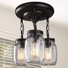 But that would look really nice! Lnc Flush Mount Ceiling Light Fixture Farmhouse Mason Jar Glass Pendant For Kitchen Island Bedroom Living Room A02981 Brown Close To Ceiling Lights Amazon Canada