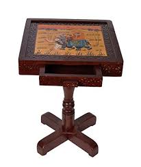 Lalhaveli Indian Hand Painted Wooden Side Tables Living Room 17 X 12 X 12 Inch Wooden Side Table Living Room Side Table Side Table