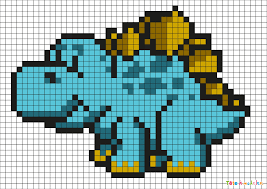 Afficher l image d origine grille vierge pixel art a. Pixel Art Dinosaure Par Tete A Modeler