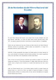 El himno de ecuador trata de reflejar la unión, las tradiciones, la historia común y la hermandad y solidaridad entre los habitantes del país. 26 De Noviembre Dia Del Himno Nacional Del Ecuador