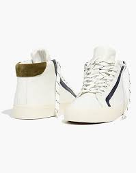Madewell sidewalk high top sneaker, main, color, pale parchment. Sidewalk High Top Sneakers In Colorblock Leather
