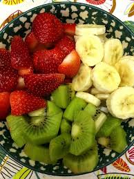 Christmas Fruit Salad With Strawberries Kiwis And Bananas Red Green White Recipe Christmas Fruit Salad Kiwi And Banana Banana Salad