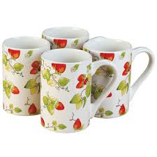 Mug set stoneware 4 pc grateful floral (other) 2. Strawberry Chintz Mug Set By William Roberts Set Of 4 Coffee Mugs Walmart Com Walmart Com