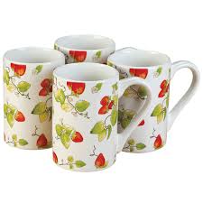 Dowan coffee mug set, 16 oz coffee mug set of 6, coffee mugs with large handles for men, women, ceramic mug for coffee tea cocoa, easy to clean & hold, for morning coffee, birthday, party. Strawberry Chintz Mug Set By William Roberts Set Of 4 Coffee Mugs Walmart Com Walmart Com