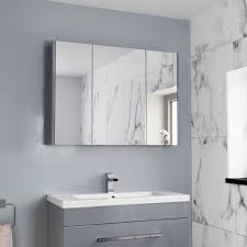 Aurora Grey Gloss 3 Door Mirror Cabinet 900mm Width Large Bathroom Mirrors Bathroom Mirror Cabinet Mirror Cabinets
