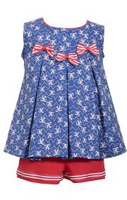 Americana Bow Tunic And Shorts Set By Bonnie Jean