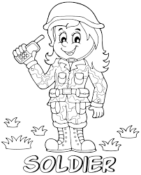 Find free printable lady coloring pages for coloring activities. Free Lady Soldier Coloring Page Sheet