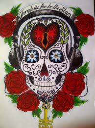 Sugar Skull With Headphones By Ecca3me D58o7jx Jpg 900 1200 Colorful Art Mexican Sugar Skull Skull