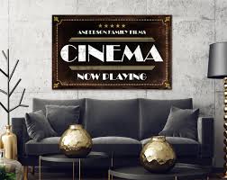 Personalized Home Theater Decor Vintage Industrial Wall Etsy In 2021 Industrial Wall Decor Game Room Wall Art Home Theater Decor