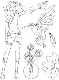 Search through 623,989 free printable colorings at getcolorings. Coloring Book Page Doodle Outline Vector Illustration Of Fashion Girl With A Lot Of Elements Cute Coloring Doodle Black And White Line Art Coloring Page For Children Girls Coloring Pages Royalty Free