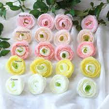 Flowers included are artificial austin roses, ranunculus, clematis, baby's breath and mixed… Artificial Ranunculus Flower Heads Silk Peony Fake Flowers 100 Bulk Fo Vanrina