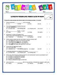 Grammar Linking Verbs And Predicate Words Quiz Linking Verbs Predicates Words