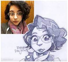 25 Beautiful Photo To Cartoon Drawings By American Artist Robert Dejesus Photo To Cartoon Portrait Cartoon Cartoon Drawings
