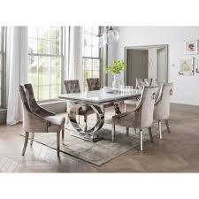 How much space is needed for a dining table and chairs? Selene Dining Table Set With Bone White 2000 And 6 Champagne Chairs Dining Room From Breeze Furniture Uk