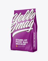 Download Matte Stand Up Bag Mockup Half Side View In Bag Sack Mockups On Yellow Images Object Mockups PSD Mockup Templates