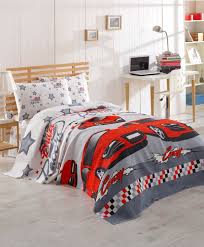 Eponj Home Baskili Pike Takimi Tek Kisilik Crazy Kirmizi Carsaflar Yatak Odasi Rahat