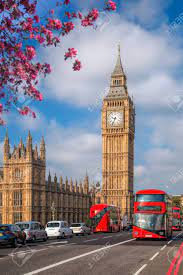 Current local time in london and dst dates in 2021. Big Ben With Bus During Spring Time In London England Uk Stock Photo Picture And Royalty Free Image Image 97295257
