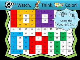 100th day hundreds chart fun watch think color mystery pictures