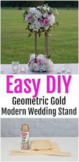 If you are not a fan of the traditional thanksgiving table centerpieces here is a suggestion that will take 10 minutes and will be a lot of fun to do. Diy Tall Geometric Gold Stand Modern Wedding Centerpiece Flower Centerpieces Wedding Modern Wedding Centerpieces Wedding Centerpieces Diy
