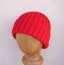 Xl Mens Hat Red Hand Knit 100 Wool Beanie Hat Watch Cap Etsy In 2021 Hand Knitting Knitting Hats For Men