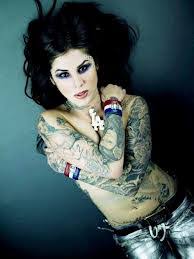 He has the word 69 inked on his forehead twice and once under the eye. Kat Von D Tattoos