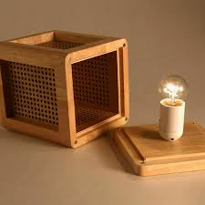 Modern Wooden Night Lighting Bedside Table Lamp Decor Desk Light Box Shaded Ebay Wooden Lamp Beautiful Wooden Boxes Wooden Diy