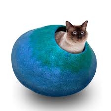 This is cozy and comfortable bed for your cat handmade from natural merino wool in flower shape, within the mat. Juccini Handcrafted Felted Wool Cat Cave Bed For Cat And Kittens Felted From 100 Natural Wool