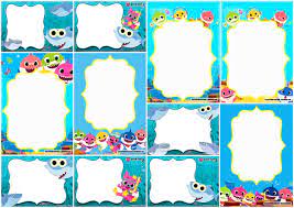 This free printables will help you a lot with your party decoration and to complete your candy bar = candy station = candy buffet = candy table for a baby shower, newborn party, first year party, birthday party and any other baby party. Baby Shark Party Free Printable Invitations Oh My Baby
