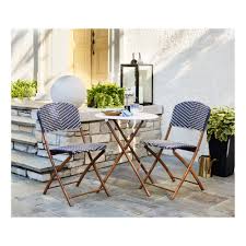 French Cafe 3pc Wicker Patio Folding Bistro Set Navy Blue White Threshold Outdoor Bistro Set Favorite Outdoor Furniture Bistro Table Outdoor