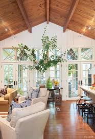 Living Room With Vaulted Wood Ceiling Vaulted Ceiling Living Room Farm House Living Room Farmhouse Decor Living Room