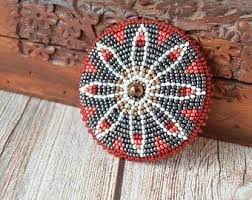 Native American Beaded Medallion 2 7 Inches Desert Flower Etsy Native American Beading Bead Work Bead Work Jewelry